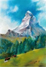 楽しいパステル画・色鉛筆画・水彩色鉛筆画　体験会の教室風景・作品