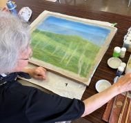 絵絹に描く日本画・水墨画【体験会】の教室風景・作品